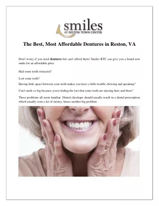 The Best, Most Affordable Dentures in Reston, VA
