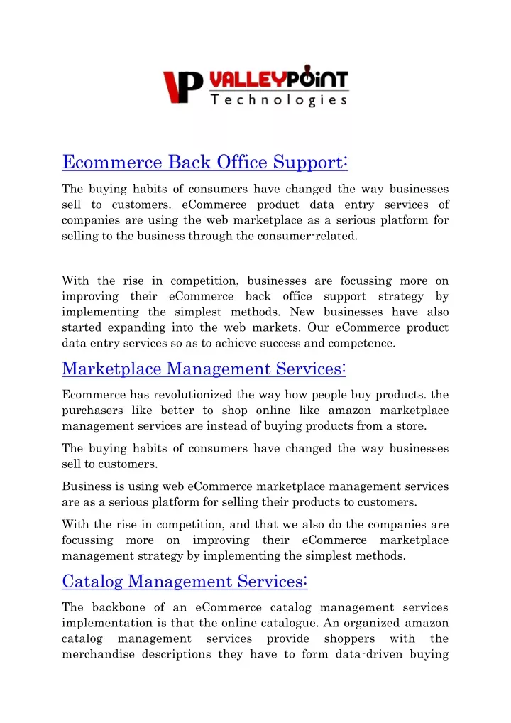 ecommerce back office support