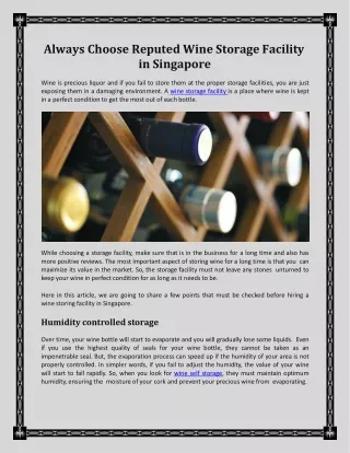 Get the Best Wine Storage Facility in Singapore from Provino Logistics