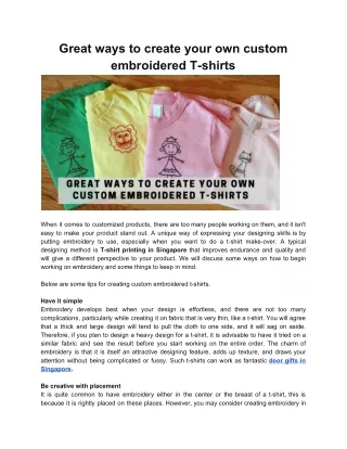 Great ways to create your own custom embroidered T-shirts