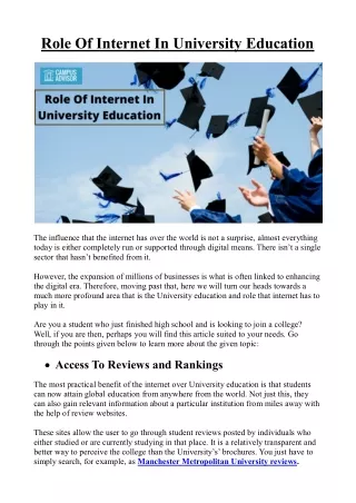Role Of Internet In University Education