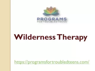 Offers Wilderness Therapy For Troubled Teens