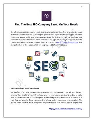 Find The Best SEO Company Based On Your Needs