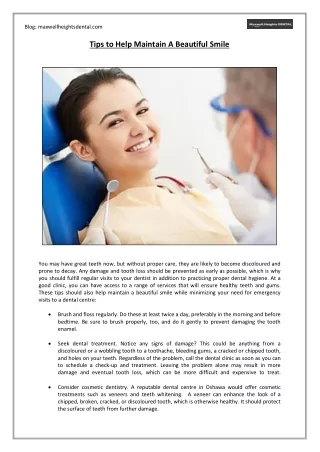 Tips to Help Maintain a Beautiful Smile