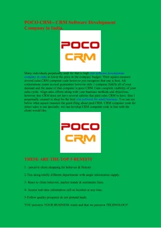 poco crm crm software development company in india