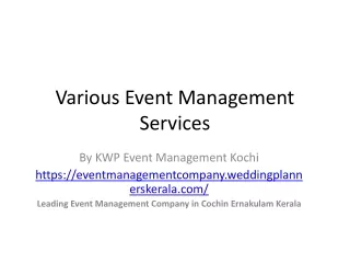 Various Event Management Services