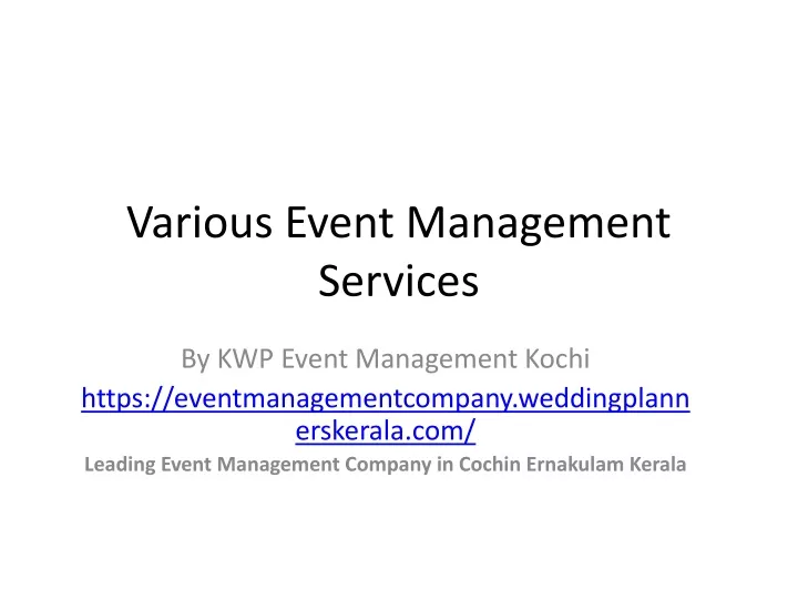 various event management services