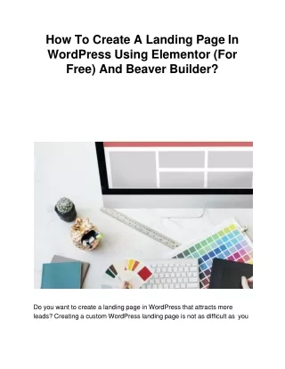 how to create a landing page in wordpress using elementor for free and beaver builder