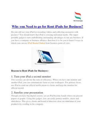 why you need to go for rent ipads for business