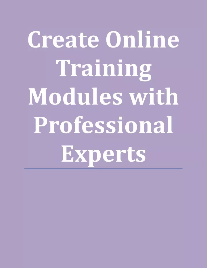 create online training modules with professional