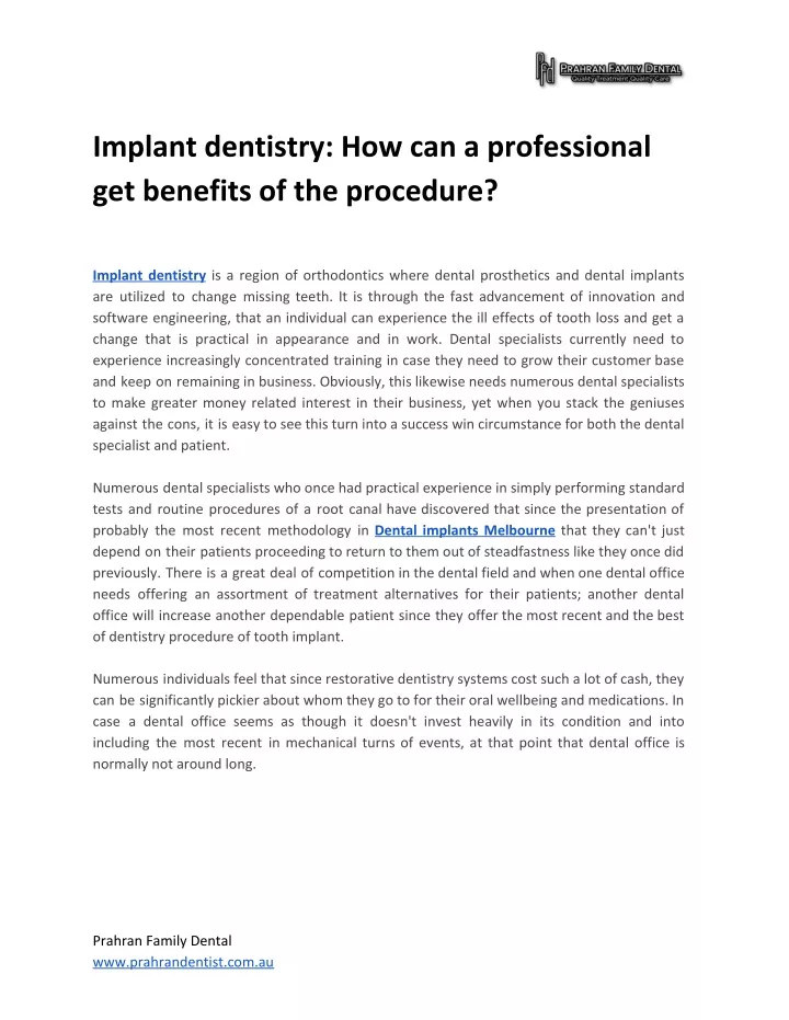 implant dentistry how can a professional