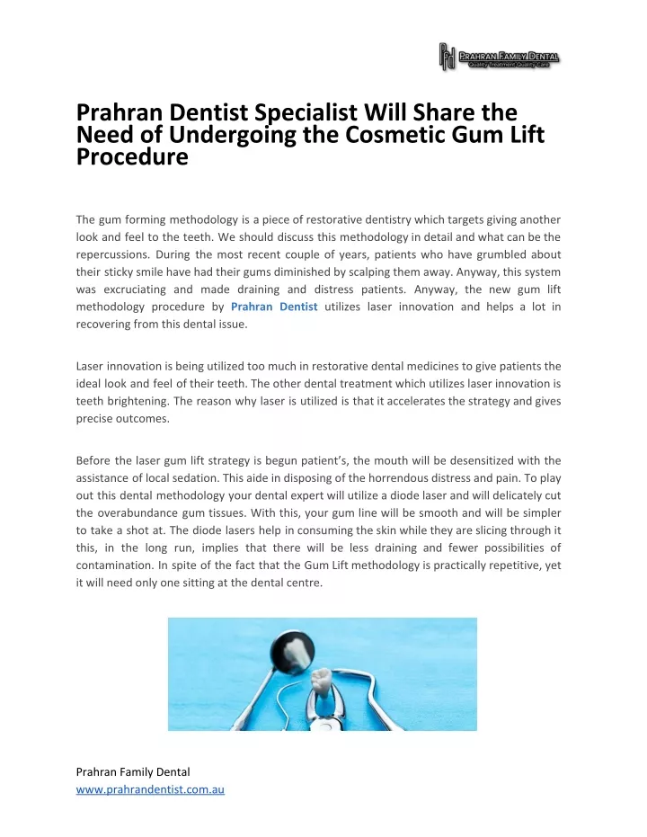 prahran dentist specialist will share the need
