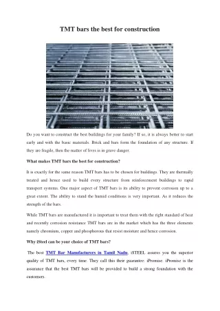 TMT bar the best for constructions