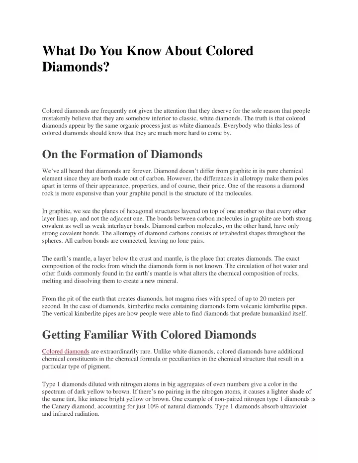 what do you know about colored diamonds