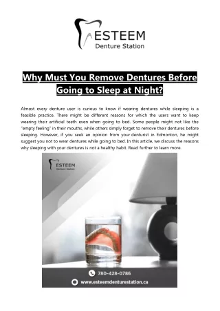 Why Must You Remove Dentures Before Going to Sleep at Night?