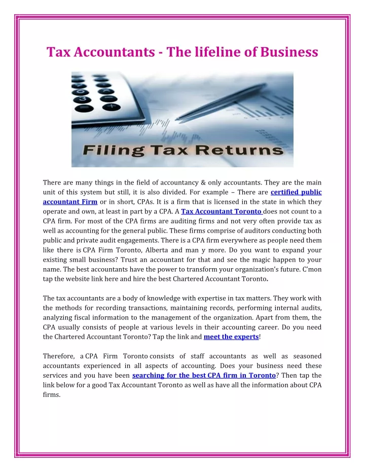 tax accountants the lifeline of business