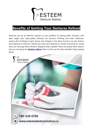 Benefits of Getting Your Dentures Relined