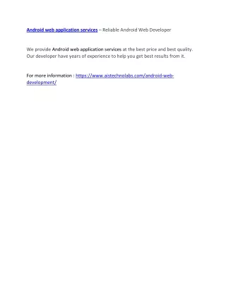 android web application services reliable android