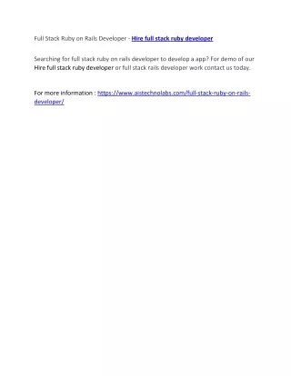 full stack ruby on rails developer hire full