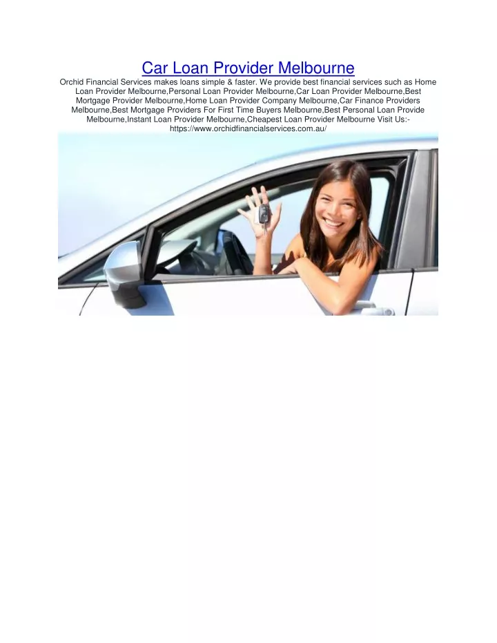 car loan provider melbourne orchid financial