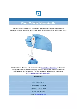 fixed volume micropipette