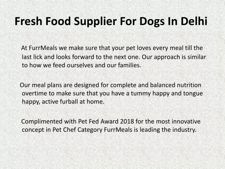 fresh food supplier for dogs in delhi