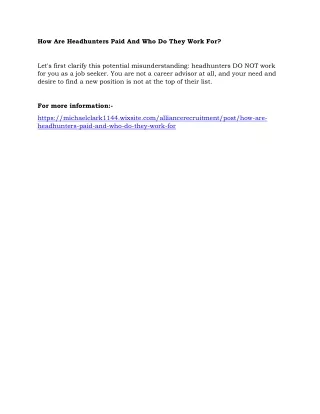 how are headhunters paid and who do they work for