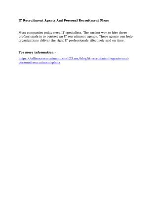 it recruitment agents and personal recruitment