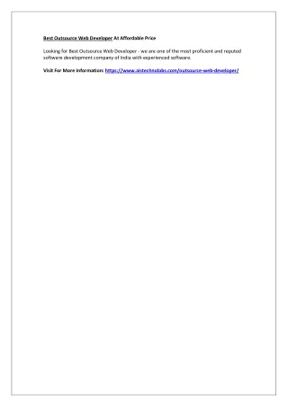 best outsource web developer at affordable price