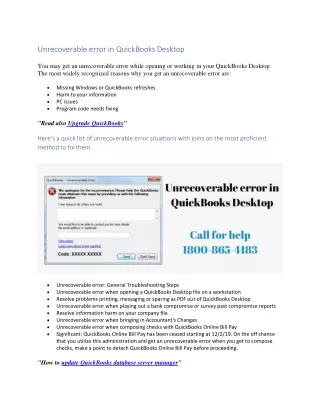 Unrecoverable error in QuickBooks Desktop