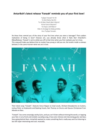 Antariksh’s latest release ‘Fanaah’ reminds you of your first love!