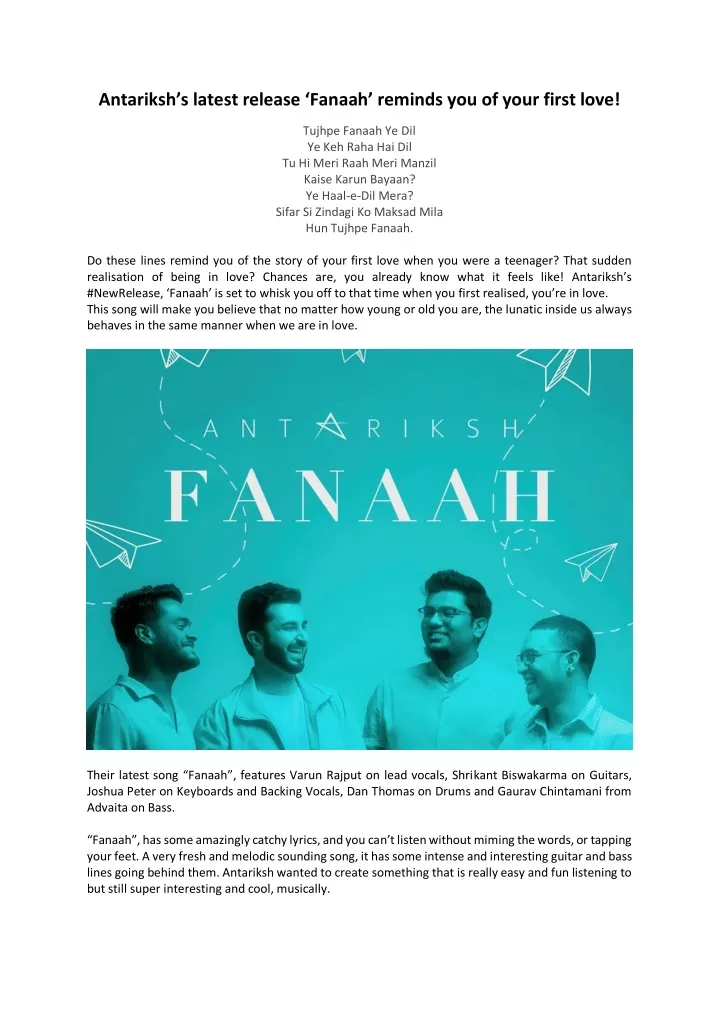 antariksh s latest release fanaah reminds