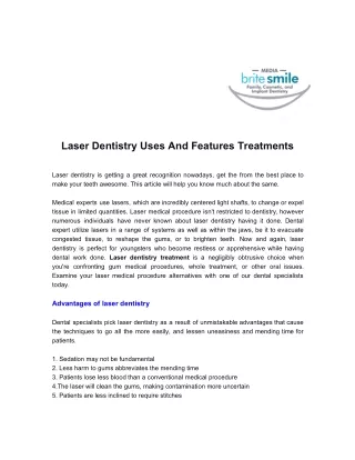 Laser Dentistry Uses And Features Treatments