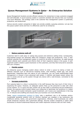 queue management systems in qatar an enterprise
