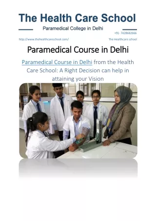 Paramedical Course in Delhi