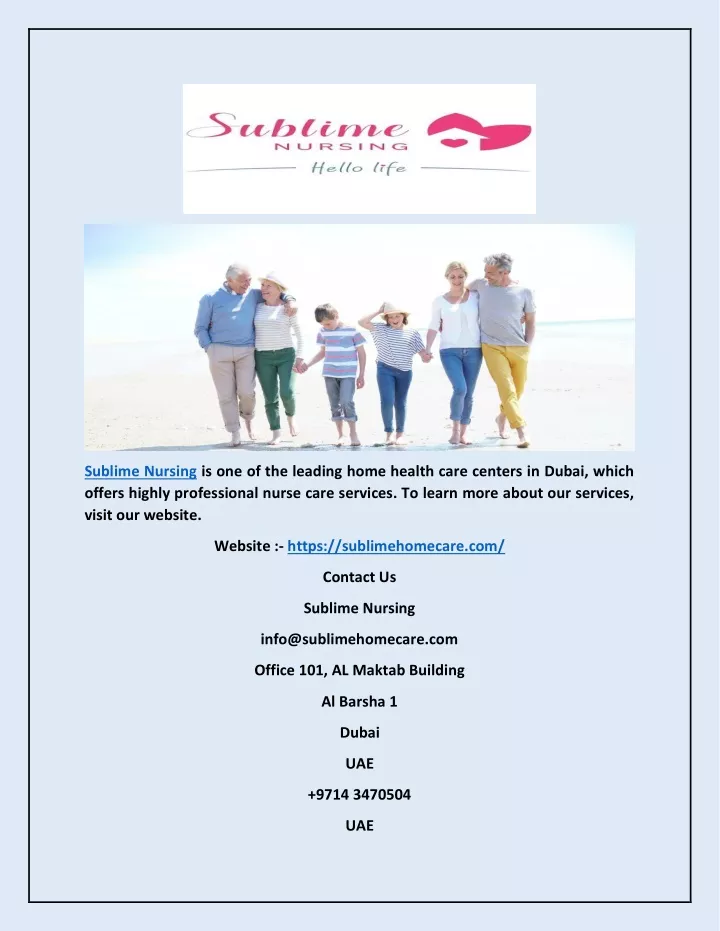 sublime nursing is one of the leading home health
