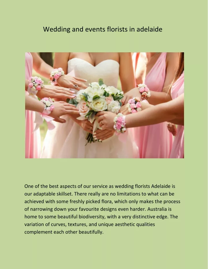 wedding and events florists in adelaide