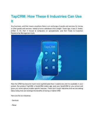 tapcrm how these 6 industries can use it