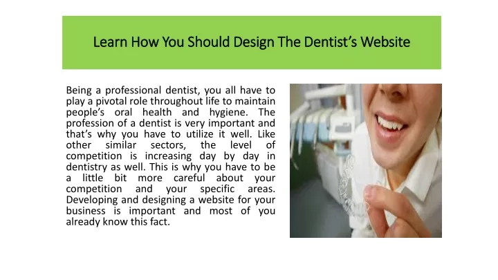 learn how you should design the dentist s website
