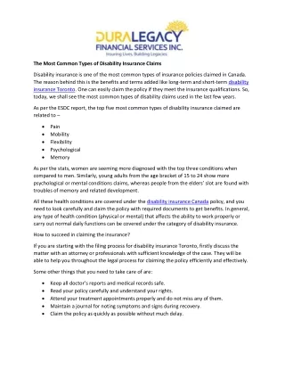 the most common types of disability insurance