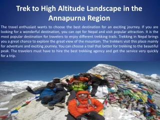 Trek to High Altitude Landscape in the Annapurna Region