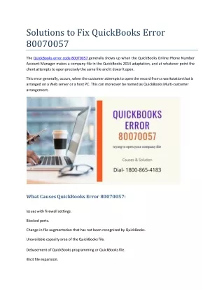 solutions to fix quickbooks error 80070057