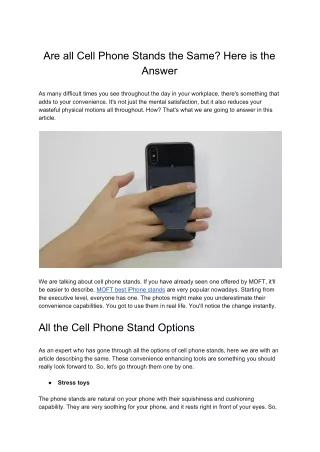 Are All Cell Phone Stands the Same? Here is the Answer