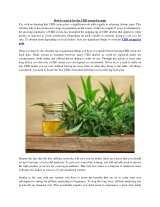 how to search for the cbd cream for pain