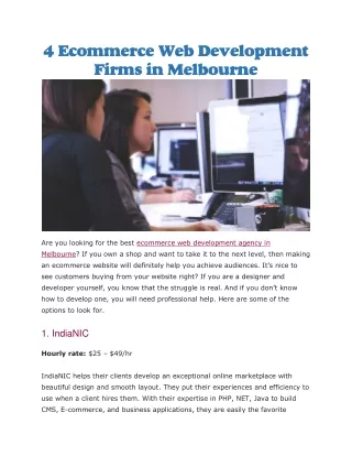 Ecommerce web development agency in Melbourne