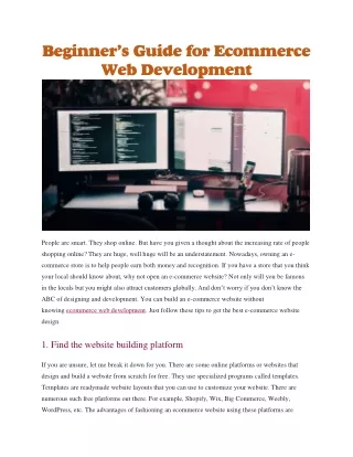 Ecommerce web development