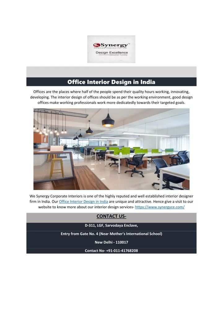 office interior design in india