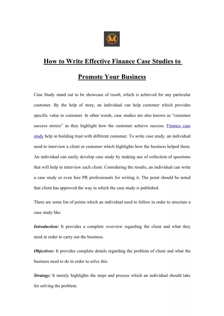 how to write effective finance case studies to