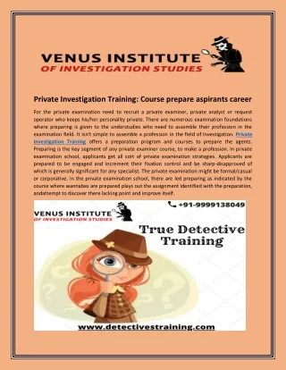 private investigation training course prepare
