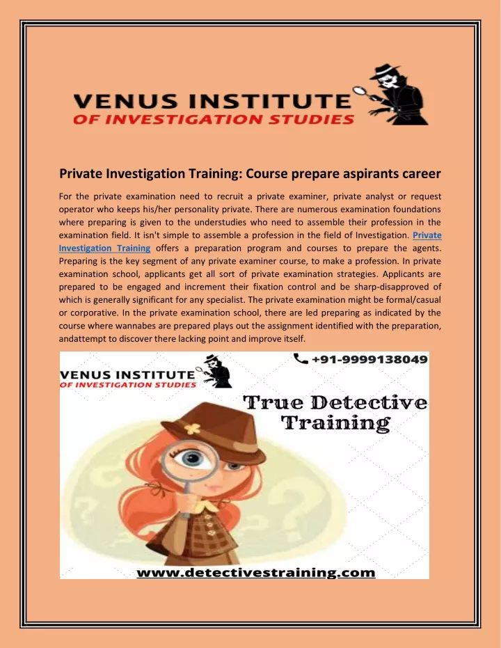 private investigation training course prepare